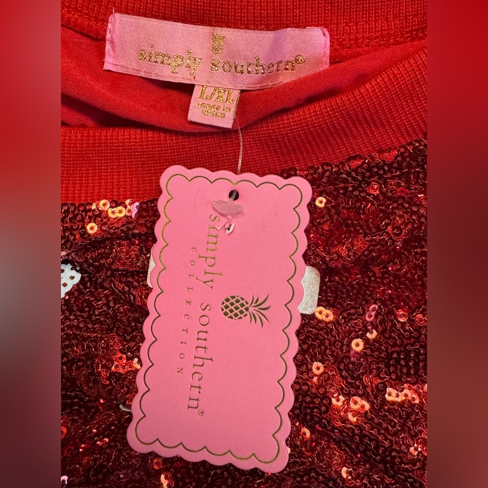 NWT Simply Southern Ladies Sequin Red Dress -MERRY Christmas SZ L/XL 🎄🎄🎄 - Picture 5 of 6